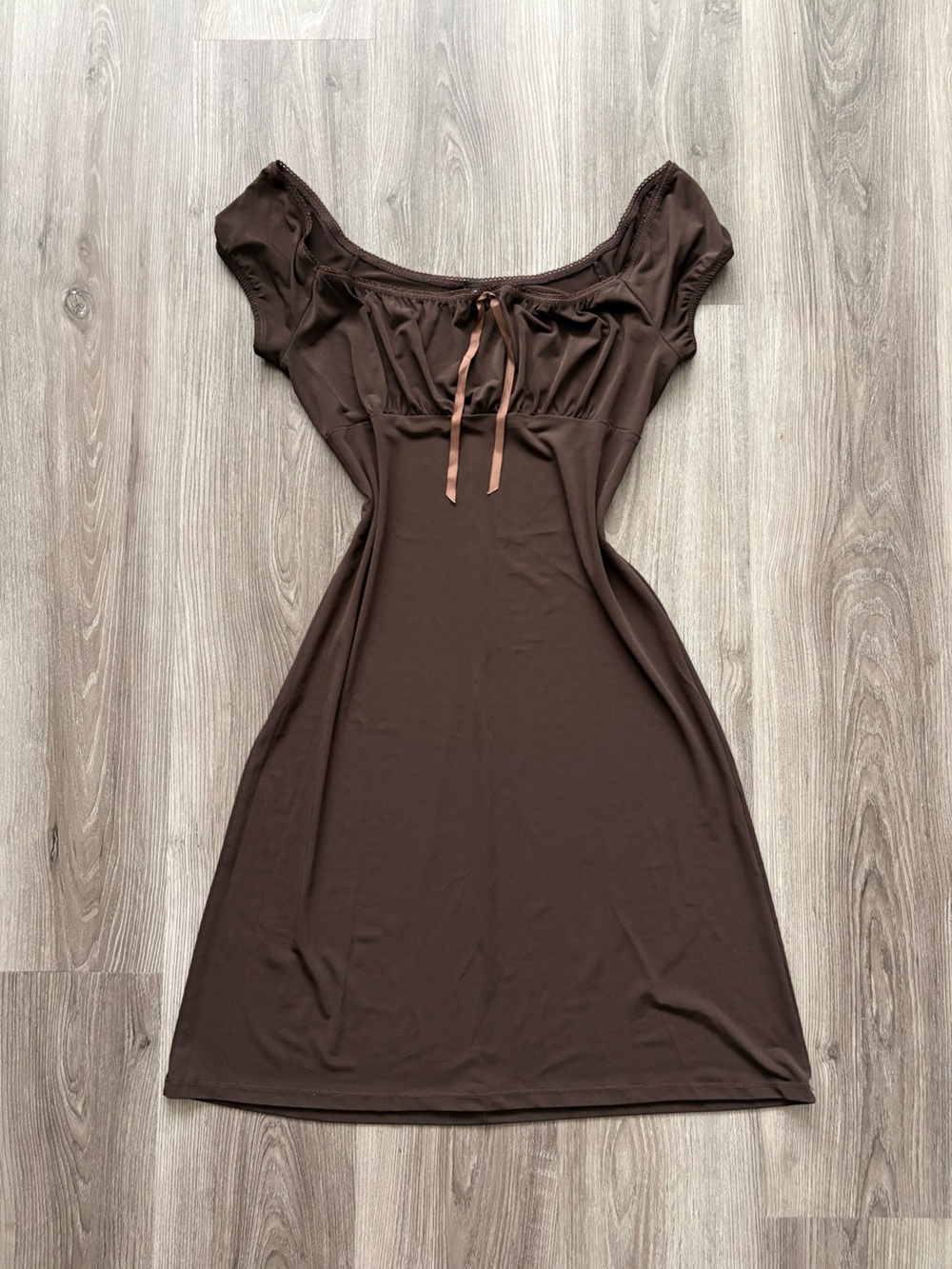 Vintage Made in Canada Prima Donna Chocolate Brown Short Sleeve Dress